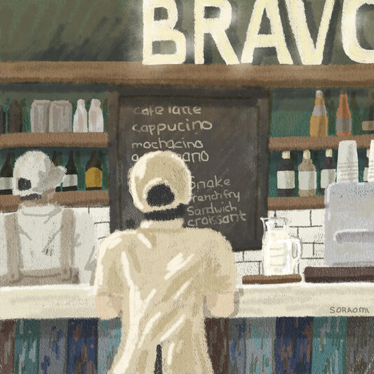 Cafe Hopping Pastel Illustration Cafe Hopping Pastel Illustration