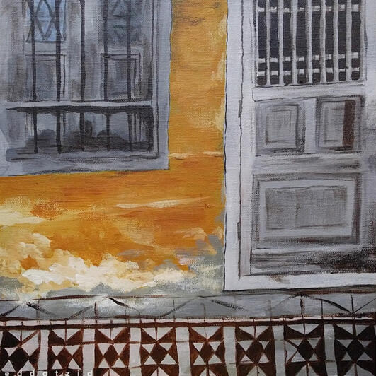 Neighborhood Street Acrylic Painting